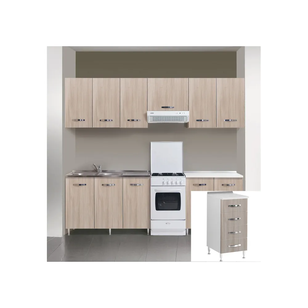 KIT CUCINA BASE 4 CASSETTI 40X50XH85 CM OLMO