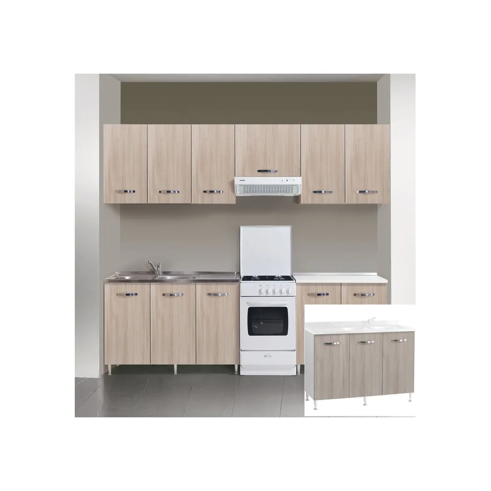 KIT CUCINA BASE 3 ANTE 120X50XH85 CM S/LAVELLO OLMO
