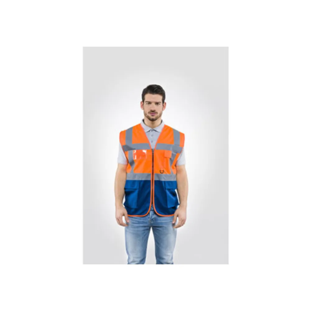 GILET ALTA VISIBILIT ARANCIO/BLU LASER TG.  L