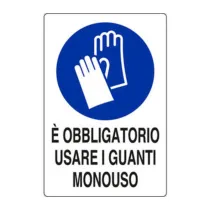 TARGA 20X30 EOBBL.USARE GUANTI MONOUSO (10