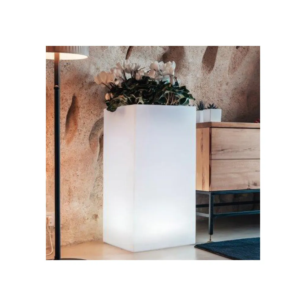VASO CUBE BRIGHT 40X40XH80 CM BIANCO