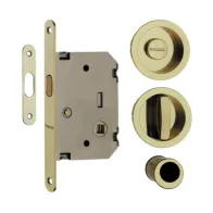 KIT MANIGLIE TONDO C/SERRATURA PORTE SCORR ORO