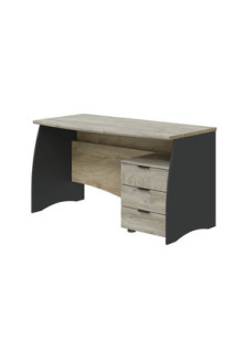 DESK KIT WITH 3 DRAWERS 136X67X74H ANTHRACITE OAK