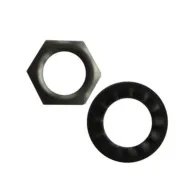 SET 4 RONDELLE ZIGRINATE + 4 DADI P/TUBO FILETTATO