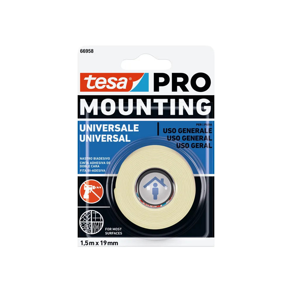 NASTRO BIADESIVO TESA MOUNTING PRO UNIV 19MMX1 NASTRO BIADESIVO TESA MOUNTING PRO UNIV 19MMX1