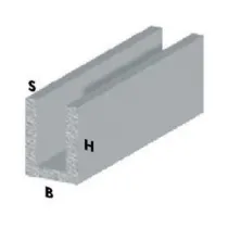 PROFILO ARGENTO H.100 CM CANALINO U  8X 8X1 MM** (5