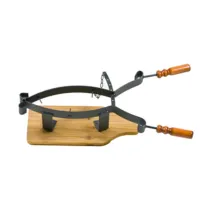 PORTA PROSCIUTTO ACCIAIO SU BASE LEGNO E CERNIER