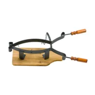 PORTA PROSCIUTTO ACCIAIO SU BASE LEGNO E CERNIER