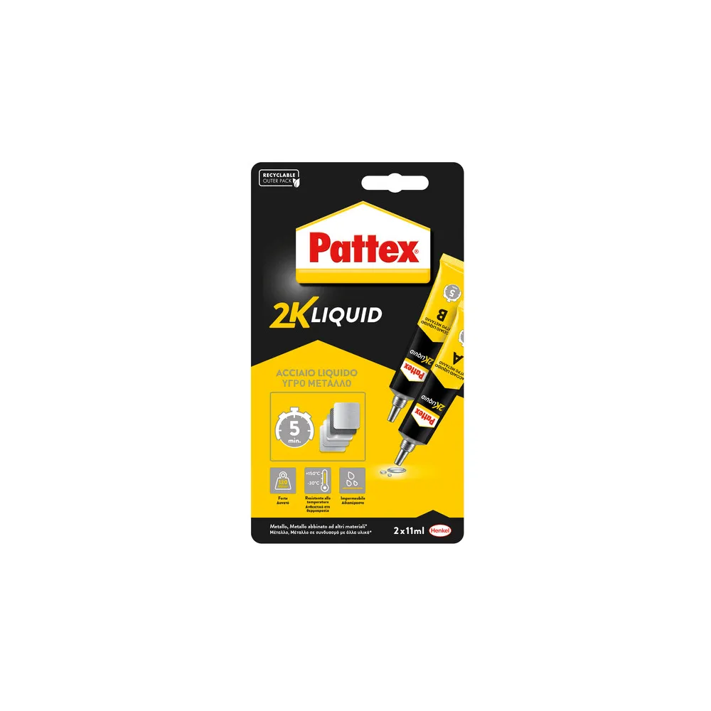 PATTEX POWER EPOXY ACCIAIO LIQUIDO TUBO 2X11 G (6 PATTEX POWER EPOXY ACCIAIO LIQUIDO TUBO 2X11 G (6