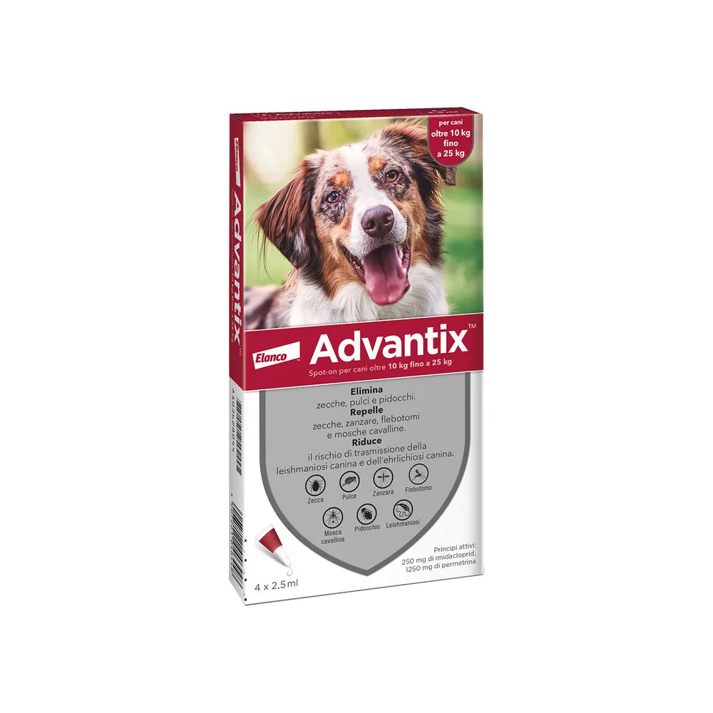 BAYER ADVANTIX SPOT ON 6 PIPETTE CANI 10-25 KG BAYER ADVANTIX SPOT ON 6 PIPETTE CANI 10-25 KG
