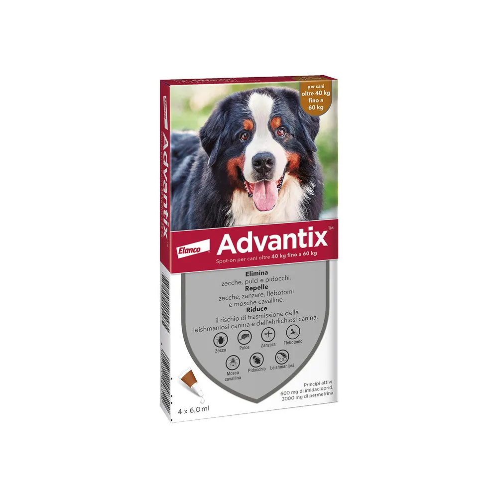 BAYER ADVANTIX SPOT ON 6 PIPETTE CANI 40-60 KG BAYER ADVANTIX SPOT ON 6 PIPETTE CANI 40-60 KG