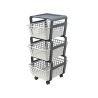 CARRELLO DA CUCINA MODULA A 3 CESTE C/RUOTE (4