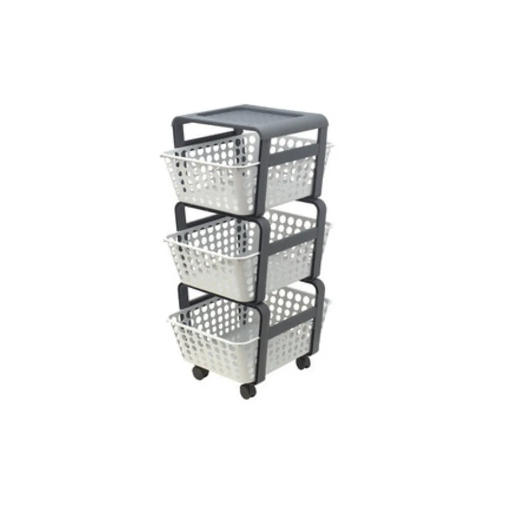 CARRELLO DA CUCINA MODULA A 3 CESTE C/RUOTE (4