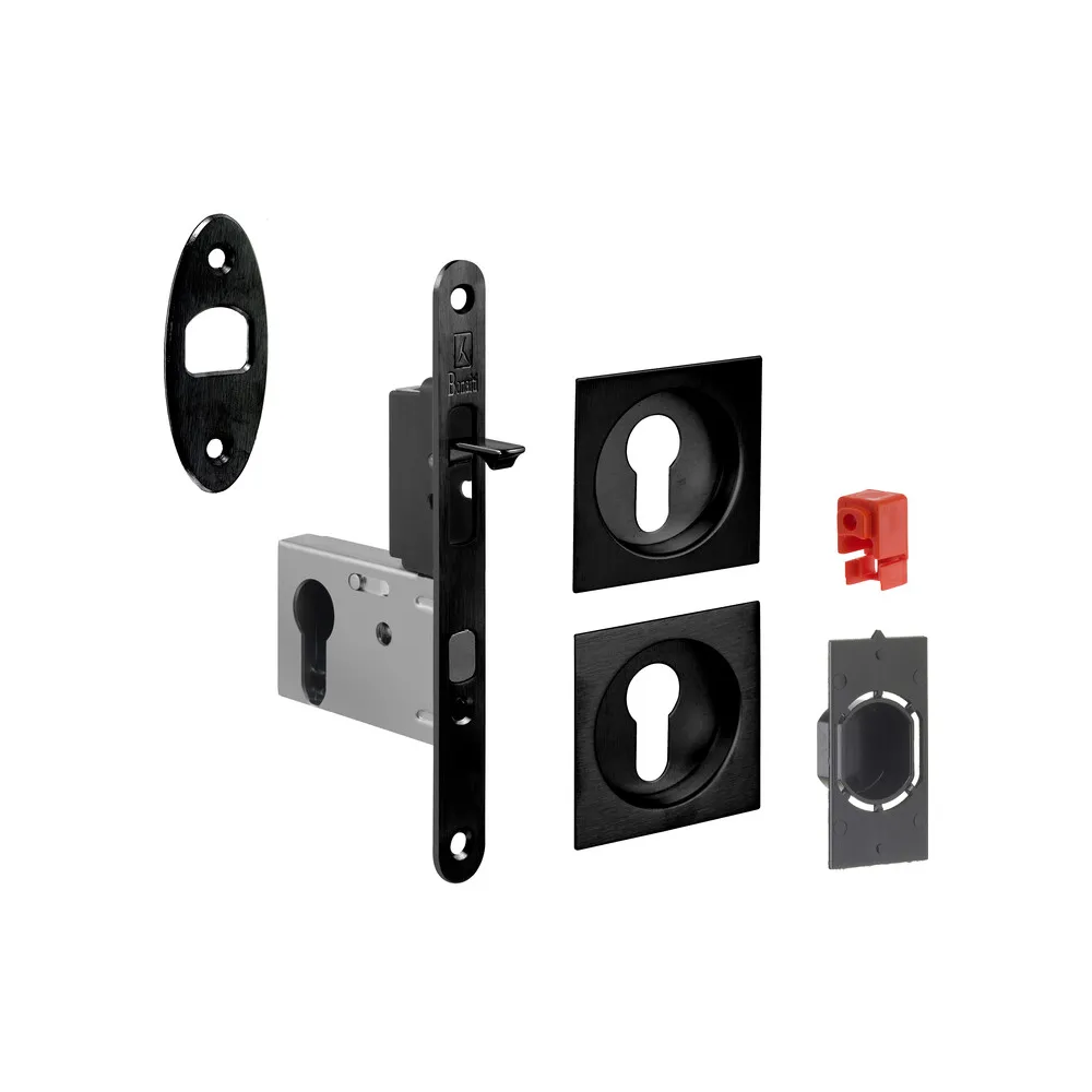 KIT MANIGLIE QUADRO PORTA SCORR C/CHIAVE EASY G500T NERO