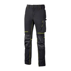 U-POWER PANTALONE ATOM SLIM FIT NERO-GIALLO TG.XL