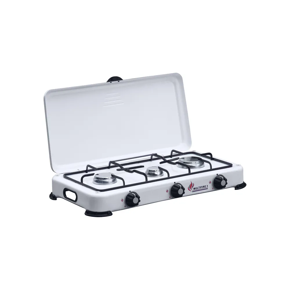 FORNELLO A GAS 3 FUOCHI C/COPERCHIO CAMPING  MULTIFIRE 3