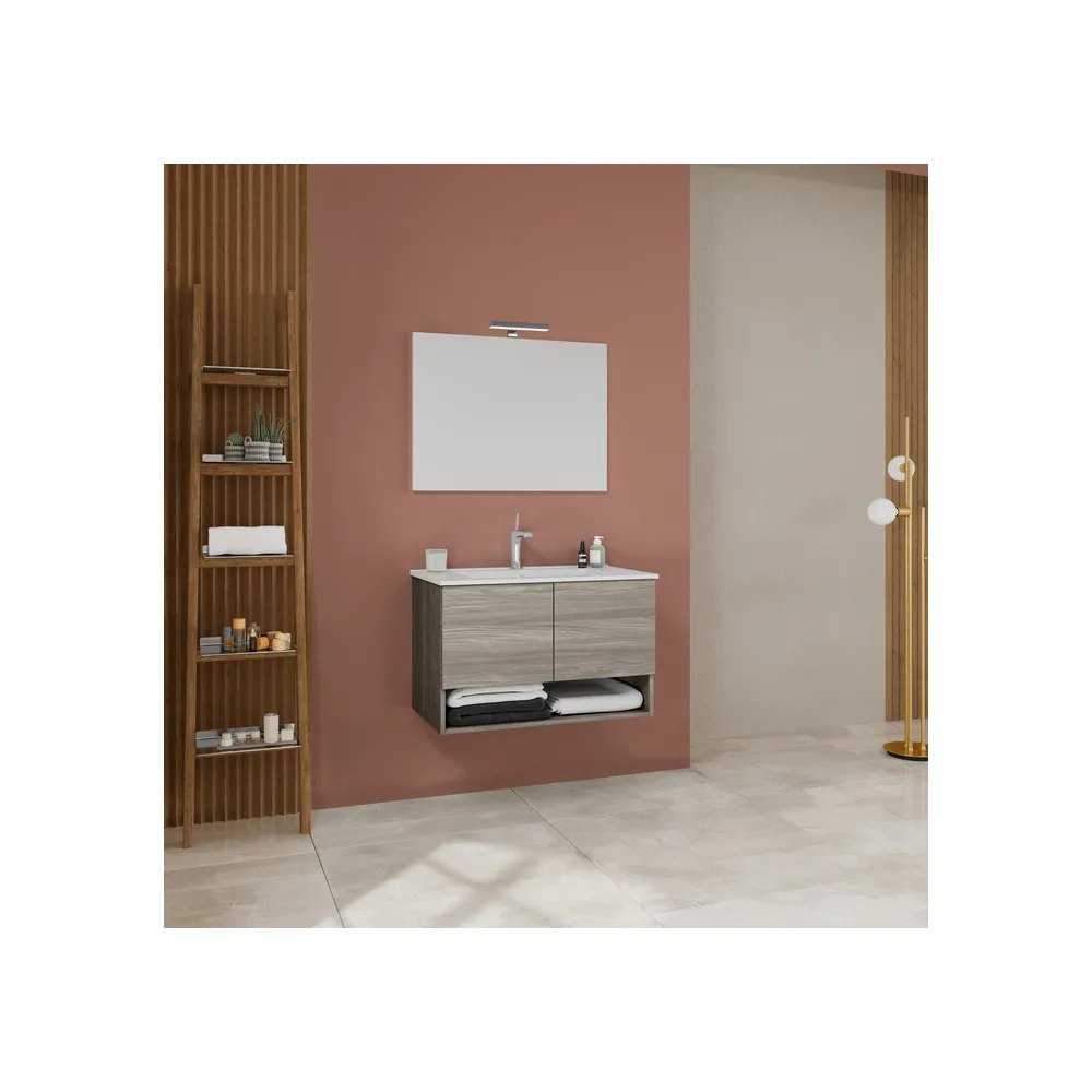 MOBILE BAGNO OSLO 2 ANTE 80 SOSP. ROVERE GRIGIO