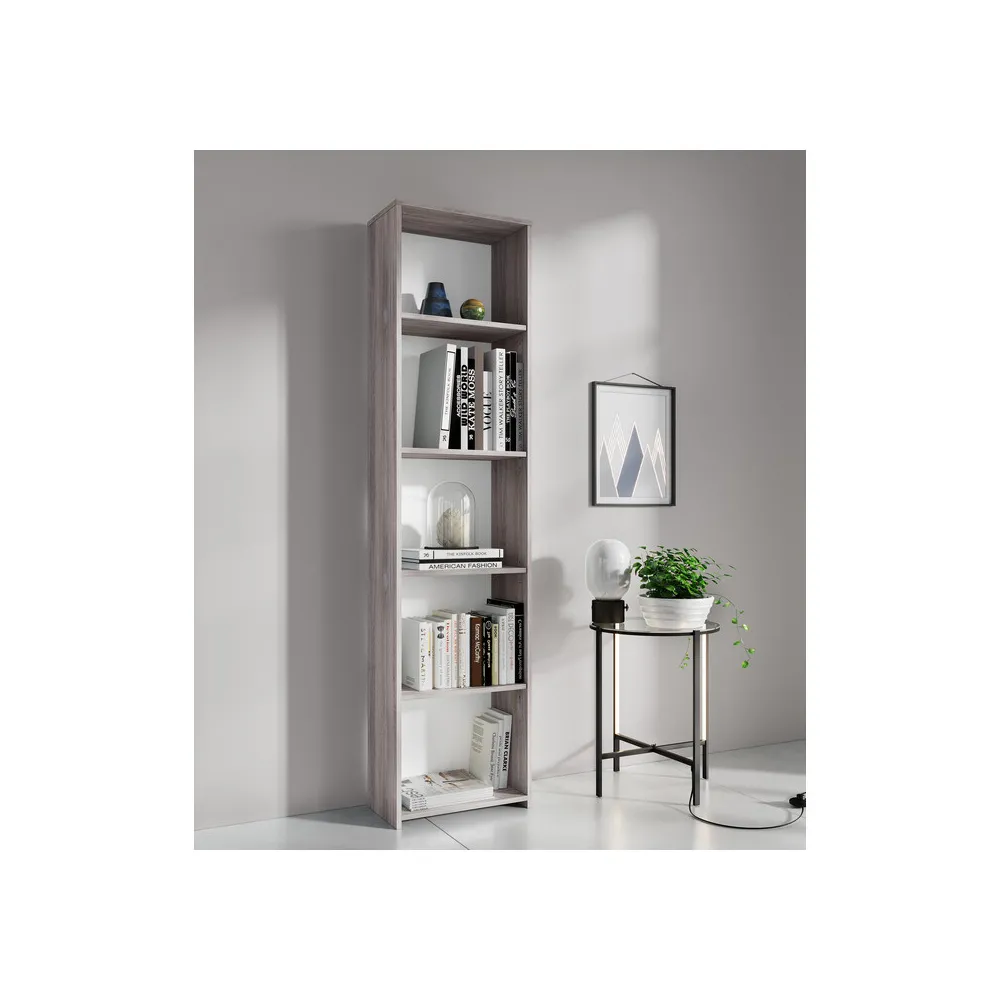 KIT LIBRERIA 4 RIPIANI 45X25XH183 CM ROVERE GRI. KIT LIBRERIA 4 RIPIANI 45X25XH183 CM ROVERE GRI.