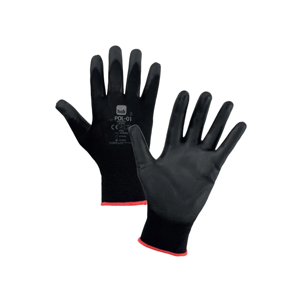 GUANTI HOB POLIESTERE/POLIURETANO NERO TG. 9 (12 GUANTI HOB POLIESTERE/POLIURETANO NERO TG. 9 (12