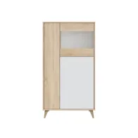 KIT MOBILE C/VETRINA 77X33XH142 CM ROVERE BIANCO