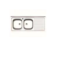 LAVELLO APPOGGIO INOX 2 VASCHE SX + GOCCIOLATOIO DX 120 CM
