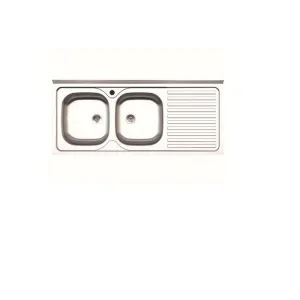 LAVELLO APPOGGIO INOX 2 VASCHE SX + GOCCIOLATOIO DX 120 CM