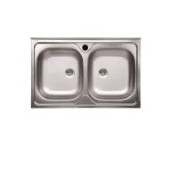 LAVELLO APPOGGIO INOX 2 VASCHE S/GOCCIOLATOIO 80 CM