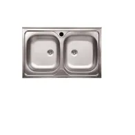 LAVELLO APPOGGIO INOX 2 VASCHE S/GOCCIOLATOIO 80 CM