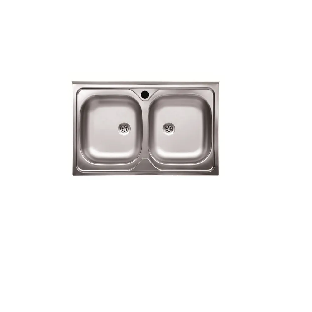 LAVELLO APPOGGIO INOX 2 VASCHE S/GOCCIOLATOIO 80 CM
