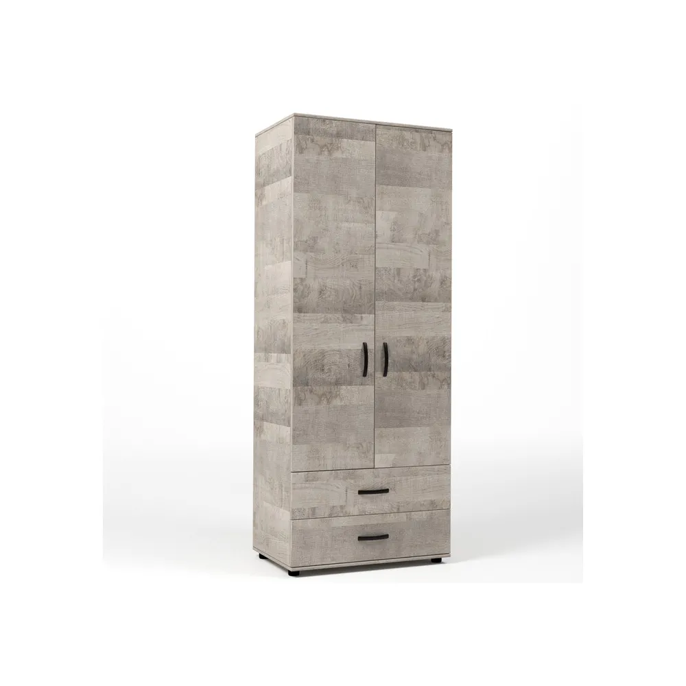 KIT ARMADIO 2 ANTE + 2 CASSETTI 80X52X205 CM ROVERE PLAT.K355