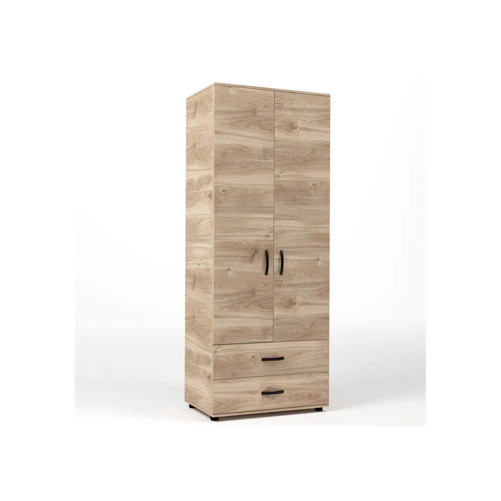 KIT ARMADIO 2 ANTE + 2 CASSETTI 80X52X205 CM ROVERE M. K358