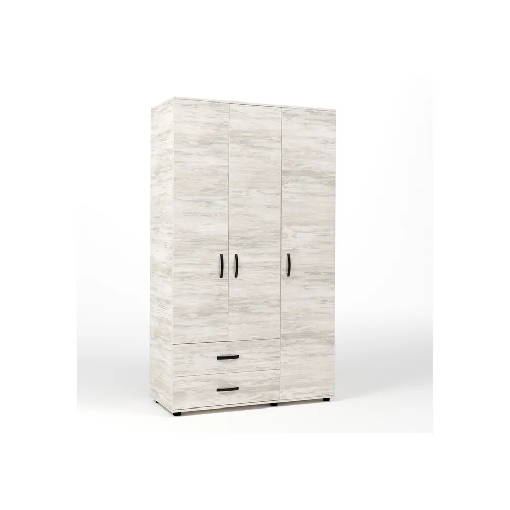 KIT ARMADIO 3 ANTE + 2 CASSETTI 120X52X205 CM BIANCO VEN.K083