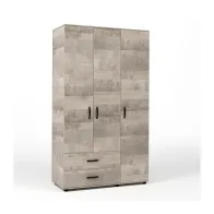 KIT ARMADIO 3 ANTE + 2 CASSETTI 120X52X205 CM ROVERE PLAT.K355