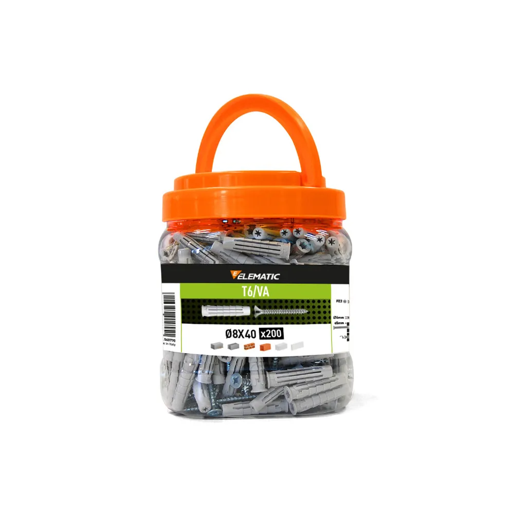 ELEMATIC BARATTOLO 200 TASSELLI T6 D 8X40 C/VITE ELEMATIC BARATTOLO 200 TASSELLI T6 D 8X40 C/VITE