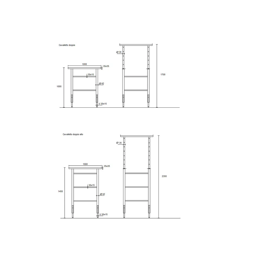 CAVALLETTO DOPPIO REGOLABILE 100-170 CM