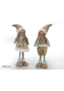CHRISTMAS DECORATION CHARACTER GIRL WITH BEIGE HAT H 50CM