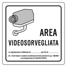 CARTELLO 'AREA VIDEOSORVEGLIATA' cm 20 x 20