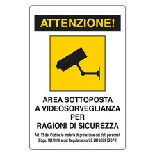 CARTELLO 'VIDEOSORVEGLIANZA' cm 20 x 30