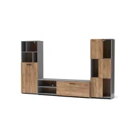 PARETE ATTREZZATA JOY CM 240X35X137 ROVERE GOLD/GR