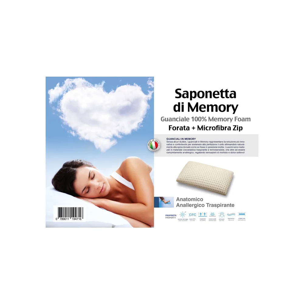 GUANCIALE MEMORY FOAM SAPONETTA FORATA H.13