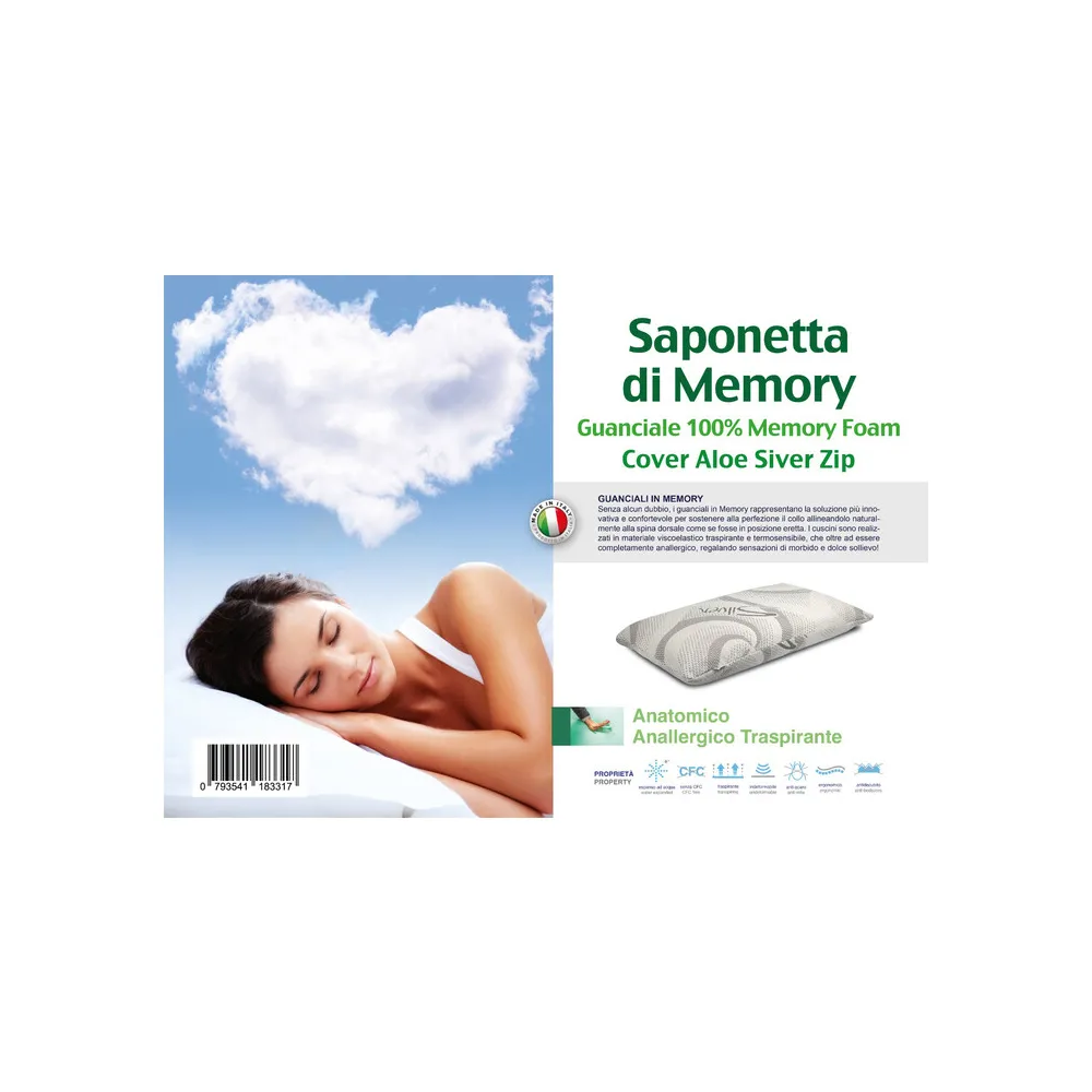 GUANCIALE ALOE SILVER MEMORY FOAM SAPONETTA H.13