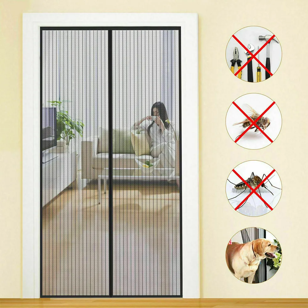 ZANZARIERA IN POLIESTERE PER PORTE CON MAGNETI cm 120 x 250 - col. nero ZANZARIERA IN POLIESTERE PER PORTE CON MAGNETI cm 120 x 250 - col. nero