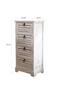 "LILAC" WHITE DISTRESSED VINTAGE CHEST OF DRAWERS WITH 4 DRAWERS 81X40X27 CM