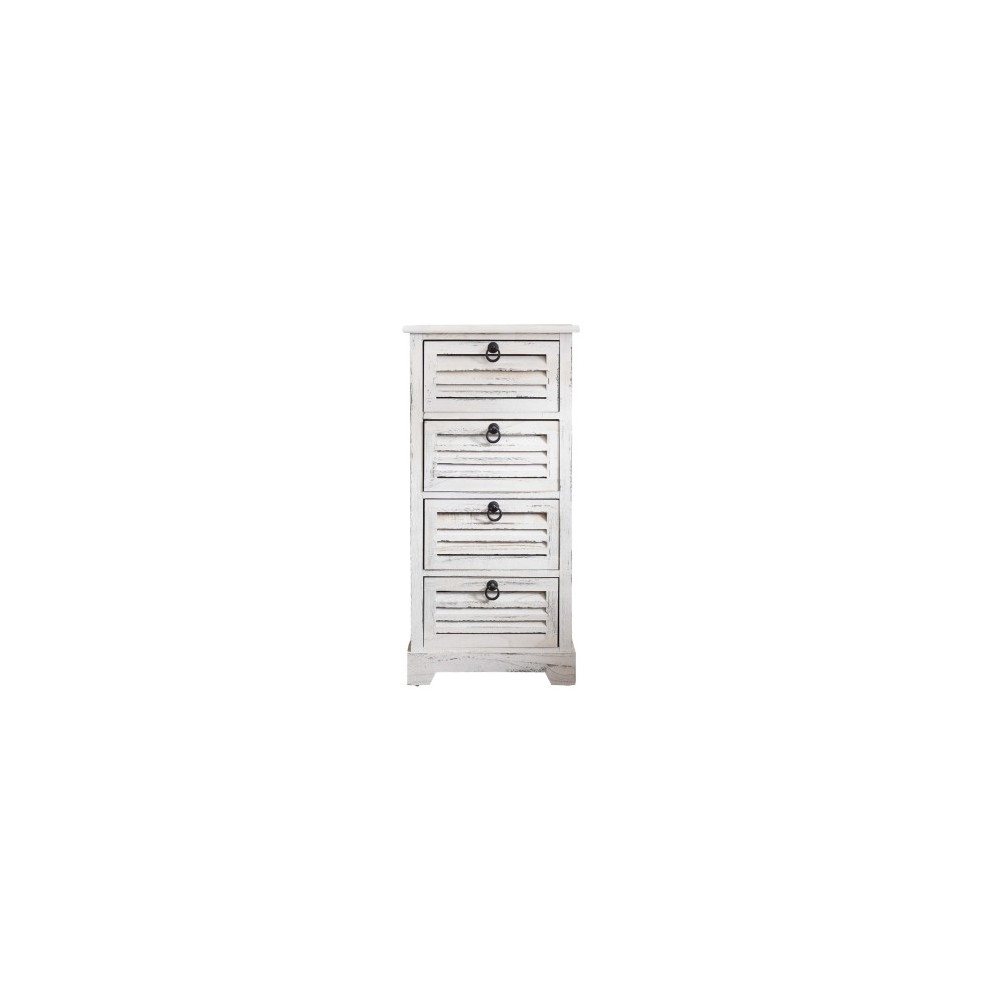 "LILAC" WHITE DISTRESSED VINTAGE CHEST OF DRAWERS WITH 4 DRAWERS 81X40X27 CM