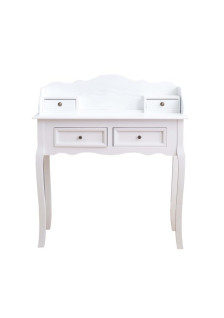 Bureau classique en bois blanc avec 4 tiroirs, dimensions 100x88x40 cm.