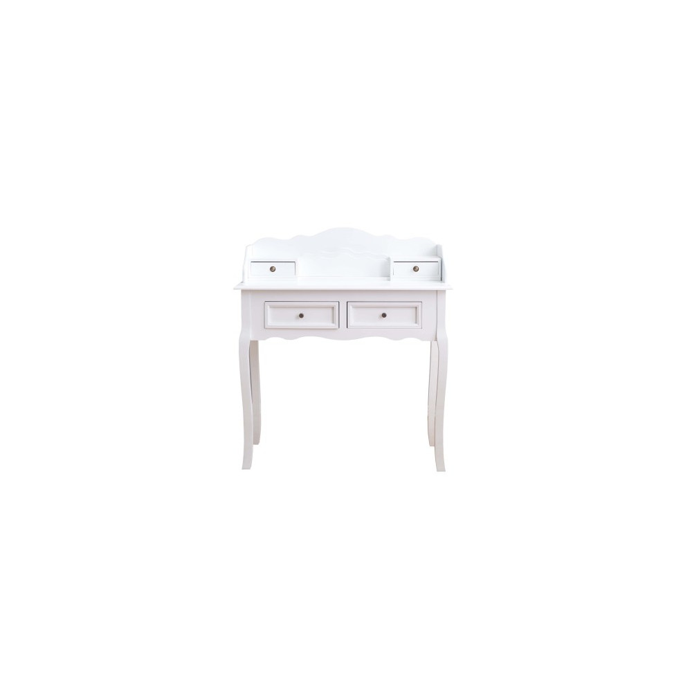 Bureau classique en bois blanc avec 4 tiroirs, dimensions 100x88x40 cm.