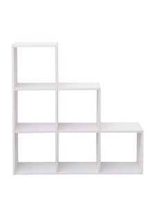 Bibliothèque blanche "Clusia" à étagères avec 6 compartiments cubiques de 97,5 x 97,5 x 29 cm.