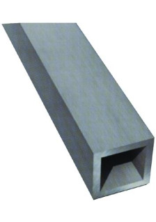 Tube carré en aluminium argenté, longueur de 2 mètres, dimensions 10x1,3 mm.