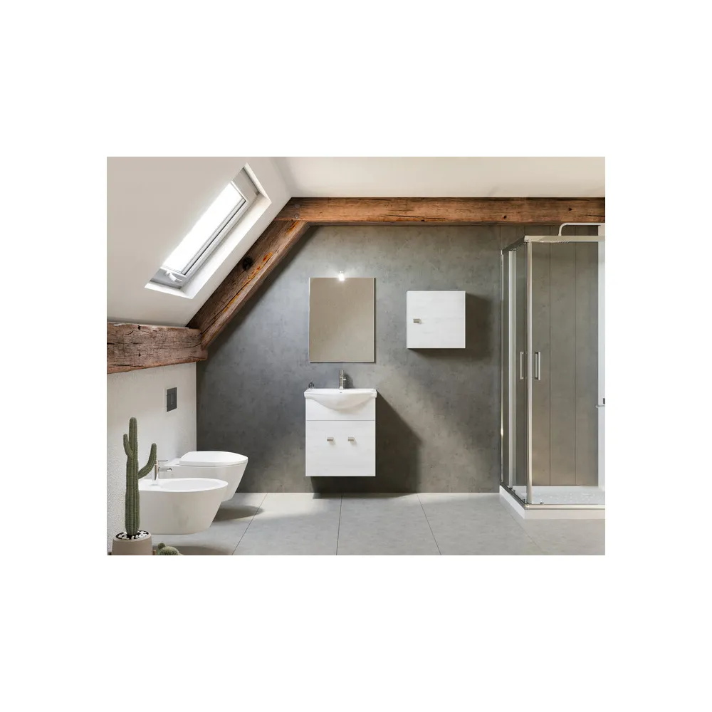 ARREDO BAGNO MOD.ZAFFIRO ROVERE BIANCO 55 CM