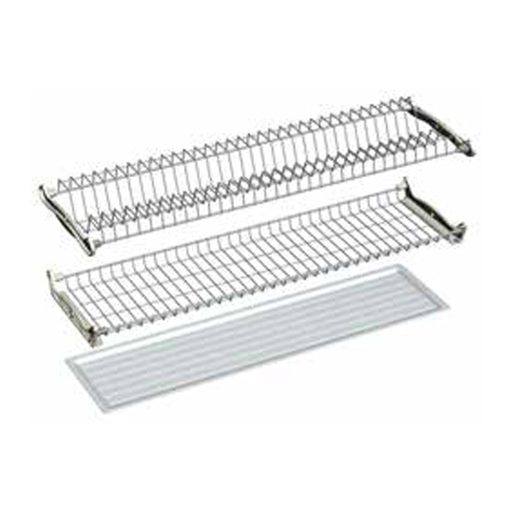 DISH DRAINER 76CM CHROME WITH GRILL AND TRAY
